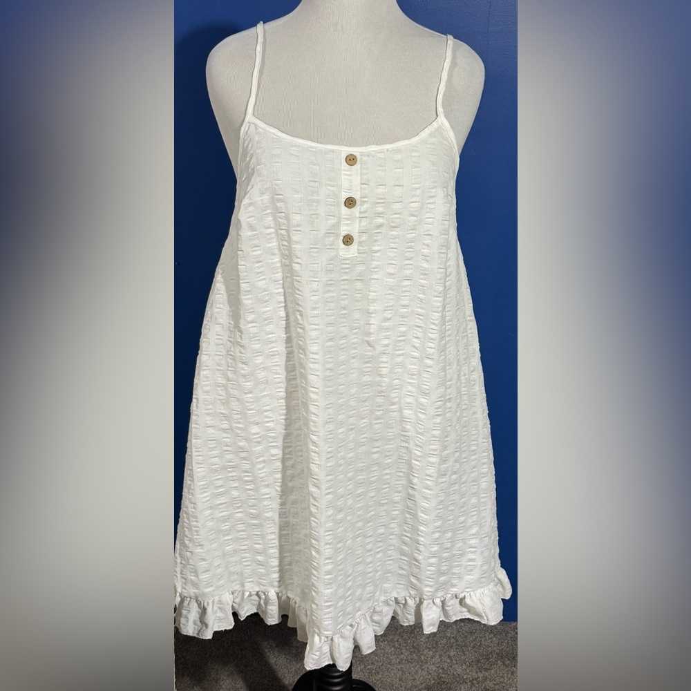 SHEIN White Mini Dress with Button Detail Size-2XL